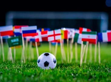 Football with European flags 