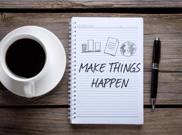 Make things happen text in a notebook