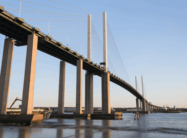 Suspension toll bridge
