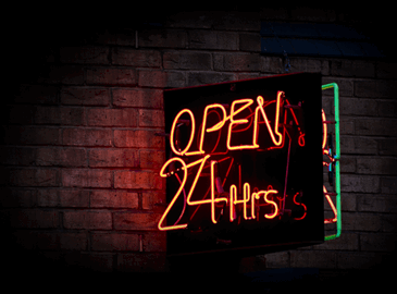 Open 24 hours neon sign