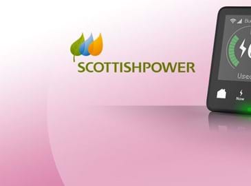 Scottish Power logo and digital energy monitoring device banner