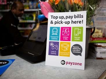 Payzone services counter top sign