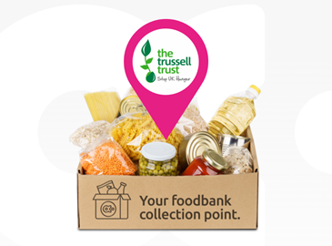 Trussell Trust food bank collection point sign