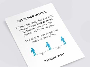 Socially distance customer notice