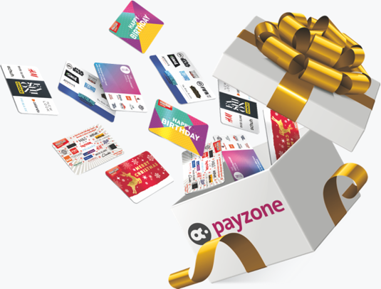 Gift cards flying out of present box 