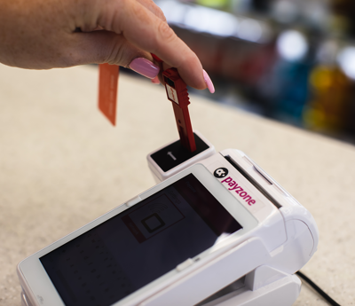 An energy keycard top-up using a Payzone Plus device