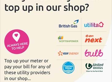 Did you know you can top up in our shop graphic with energy brand logos