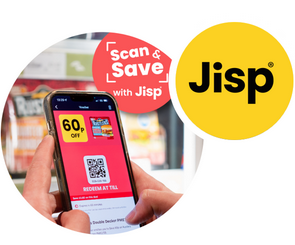Hands holding a smartphone that is display a 60p off offer and QR code